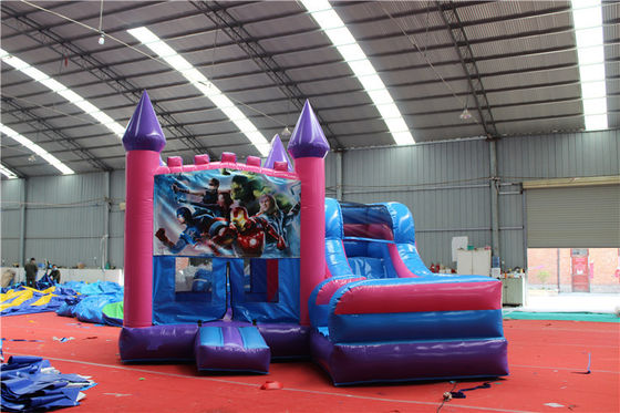 Blue Rental opblaasbaar springkasteel met bevroren thema Combo springkasteel met glijbaan