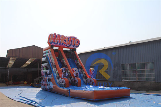 Commerciële PVC opblaasbare apparatuur Warmbloedige anime personages Waterslide met zwembad