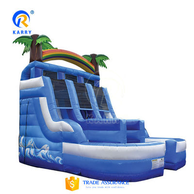 Commerciële opblaasbare tropische waterslide met zwembad De ultieme leuke ervaring