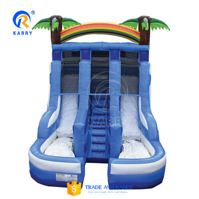 Commerciële opblaasbare tropische waterslide met zwembad De ultieme leuke ervaring