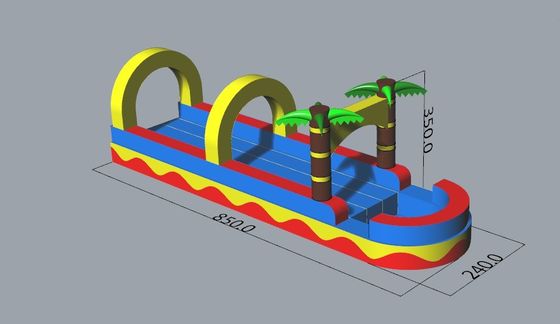0.55mm PVC-doek Flat Slide Palm Tree Commerciële opblaasbare waterslide voor volwassenen