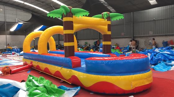 0.55mm PVC-doek Flat Slide Palm Tree Commerciële opblaasbare waterslide voor volwassenen