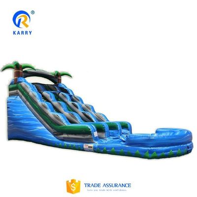 Kleurrijke palmboom ontwerpen opblaasbare waterslide voor speeltuin 15ft commerciële graad