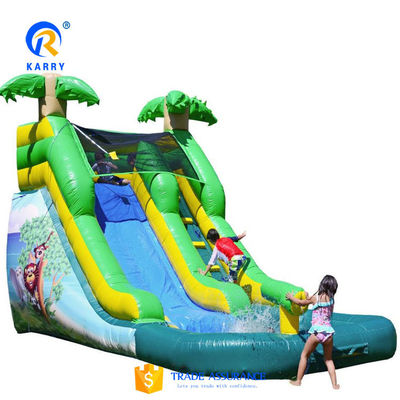 Gepersonaliseerd Logo Lief Green Jungle Safari Opblaasbare waterglijbaan voor kinderen en volwassenen