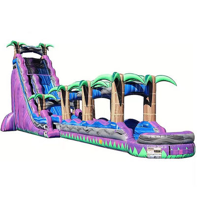 Digitaal drukken Paarse palmboom commerciële opblaasbare waterslide voor volwassenen en kinderen