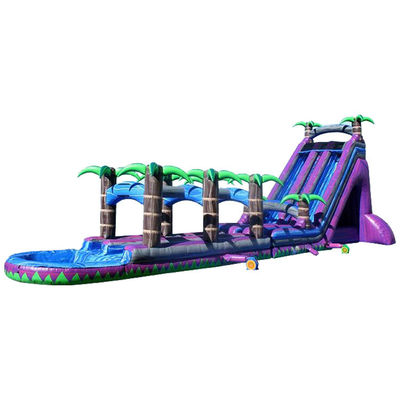 Digitaal drukken Paarse palmboom commerciële opblaasbare waterslide voor volwassenen en kinderen