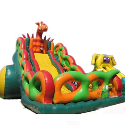 Drijvend zwembad orkaan opblaasbaar springkasteel glijbaan combo volwassen grootte boos dinosaurus