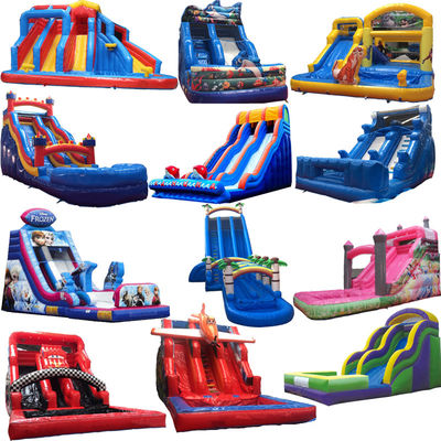 Aanpasbaar opblaasbaar springkasteel voor volwassenen Grote commerciële waterslide