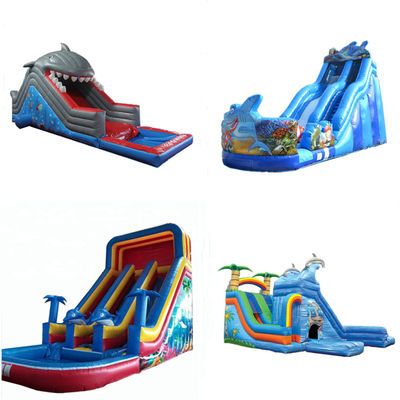 5*11*6m opblaasbare waterglijbaan met zwembad en ladder