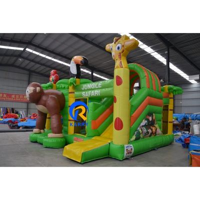 Kinderen pretpark opblaasbaar speelgoed dierenparadijs opblaasbaar springhuis met glijbaan