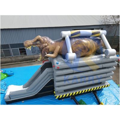 Unisex Kinderen Buitenspeelplaats Opblaasbaar Bouncy Castle Dinosaurus kasteel met glijbaan