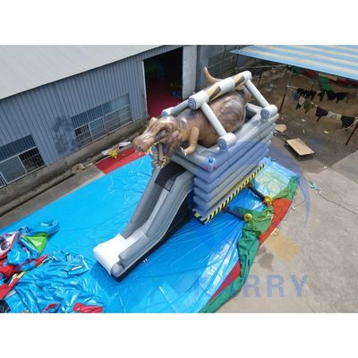 Unisex Kinderen Buitenspeelplaats Opblaasbaar Bouncy Castle Dinosaurus kasteel met glijbaan