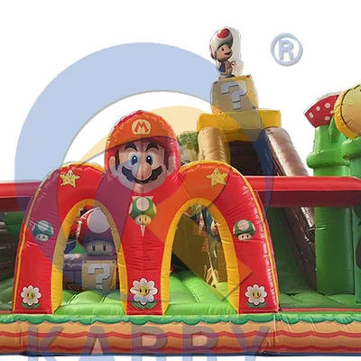 Springende glijbaan met reparatie-kits Commercieel PVC opblaasbaar Mario Fun City Park