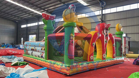 Springende glijbaan met reparatie-kits Commercieel PVC opblaasbaar Mario Fun City Park