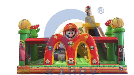Springende glijbaan met reparatie-kits Commercieel PVC opblaasbaar Mario Fun City Park