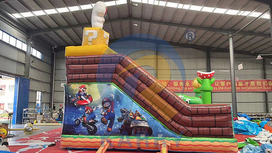 Springende glijbaan met reparatie-kits Commercieel PVC opblaasbaar Mario Fun City Park