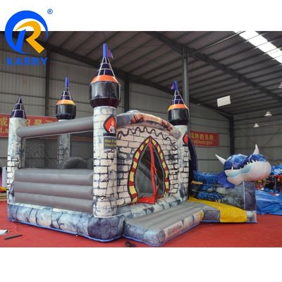 Unisex Custom Kleurrijke PVC opblaasbaar springkasteel met glijbaan Big Tusk Dragon Design
