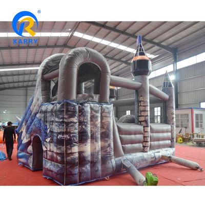 Unisex Custom Kleurrijke PVC opblaasbaar springkasteel met glijbaan Big Tusk Dragon Design