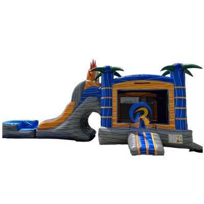 Zeevervoer PVC Palmboom Bouncy Castle Slide Combo Opblaasbaar Bounce House met glijbaan