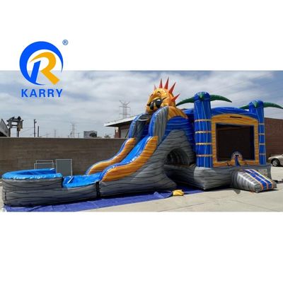 Zeevervoer PVC Palmboom Bouncy Castle Slide Combo Opblaasbaar Bounce House met glijbaan