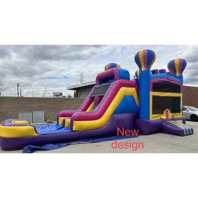 Aanpasbare PVC opblaasbare uitsmijter springende springkasteel glijbaan voor pretpark