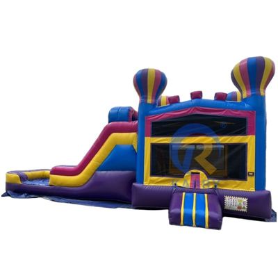 Gepersonaliseerd logo geaccepteerd amusement modulair modern regenboog water glijbaan Bounce House Combo