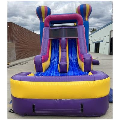 Gepersonaliseerd logo geaccepteerd amusement modulair modern regenboog water glijbaan Bounce House Combo