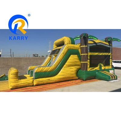 Aanpasbaar Big Palm Tree Bouncy Castle Slide Combo met Air Pool en Blower inbegrepen