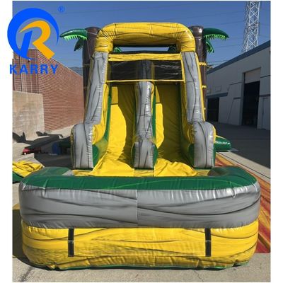 Aanpasbaar Big Palm Tree Bouncy Castle Slide Combo met Air Pool en Blower inbegrepen