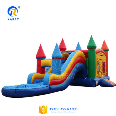 Persoonlijk gemaakt PVC opblaasbaar huis met glijbaan springend springkasteel voor feest verhuur kind speelgoed spel met blazer