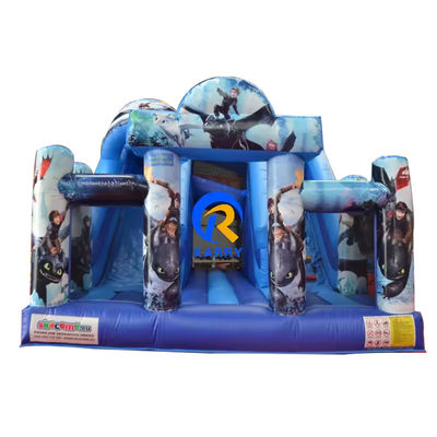 Commerciële opblaasbare dubbele lijn glijbaan met blazer Dragon bouncer en glijbaan combo