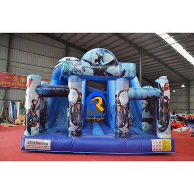 Commerciële opblaasbare dubbele lijn glijbaan met blazer Dragon bouncer en glijbaan combo