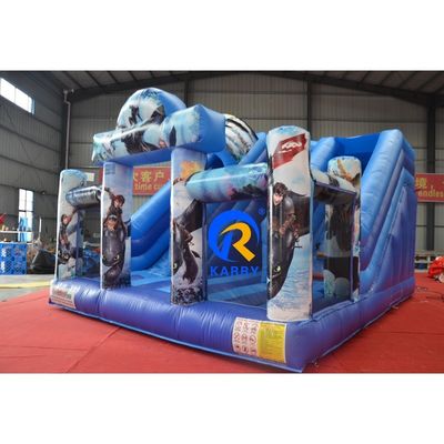 Commerciële opblaasbare dubbele lijn glijbaan met blazer Dragon bouncer en glijbaan combo