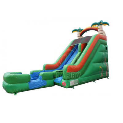 PVC Palmboom Achtertuin Lange glijbaan Opblaasbare waterglijbaan voor 5-10 passagiers Feestplezier