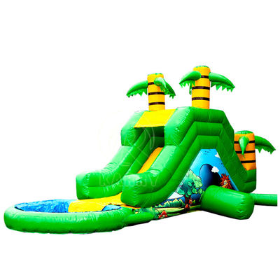 PVC Palmboom Achtertuin Lange glijbaan Opblaasbare waterglijbaan voor 5-10 passagiers Feestplezier