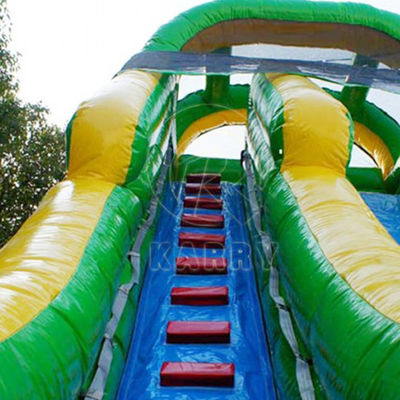 PVC Palmboom Achtertuin Lange glijbaan Opblaasbare waterglijbaan voor 5-10 passagiers Feestplezier