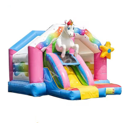 Kasteel voor 14 Jaar Up Populair Outdoor Rainbow Unicorn Bouncy Kasteel Met Slide Combo