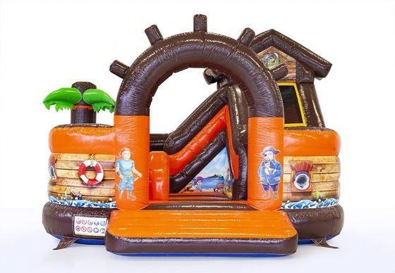 Unisex piratenschip opblaasbaar springkasteel glijbaan combo voor kinderen buiten speeltuin
