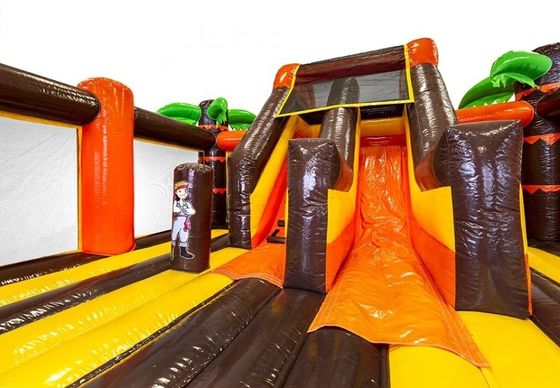 Unisex piratenschip opblaasbaar springkasteel glijbaan combo voor kinderen buiten speeltuin