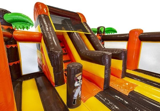 Unisex piratenschip opblaasbaar springkasteel glijbaan combo voor kinderen buiten speeltuin