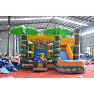Kinderen Outdoor Avontuur opblaasbare uitsmijter waterglijbaan met Dinosaurus Bounce House