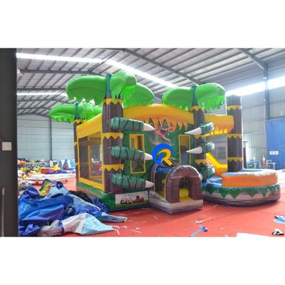 Kinderen Outdoor Avontuur opblaasbare uitsmijter waterglijbaan met Dinosaurus Bounce House