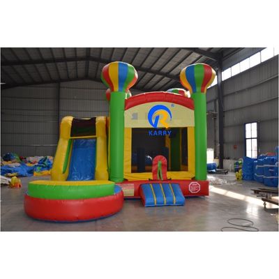 PORTABLE 5 in 1 regenboogballon opblaasbaar springkasteel met glijbaan en trampoline