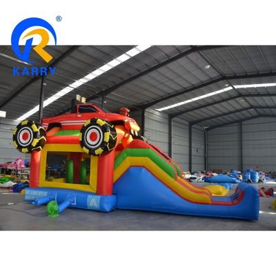 Indoor en Outdoor Kids Game Amusement Commerciële auto opblaasbaar kasteel combo met glijbaan