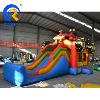 Indoor en Outdoor Kids Game Amusement Commerciële auto opblaasbaar kasteel combo met glijbaan