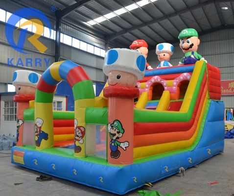 Commerciële kwaliteit 6*4m Performance opblaasbaar springkasteel met obstakelslide combo