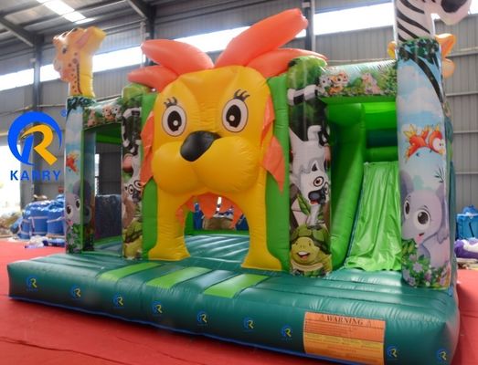 Kinderen pretpark Trampoline met interne glijbaan aangepast Jungle Lion King