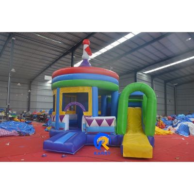 Geel kasteel glijbaan Combo Kinderen opblaasbaar Buiten Carousel Volwassenen Springers Dome Tent