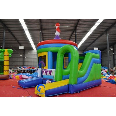 Geel kasteel glijbaan Combo Kinderen opblaasbaar Buiten Carousel Volwassenen Springers Dome Tent