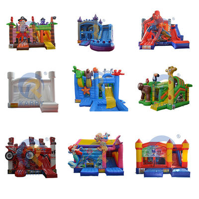 Geel kasteel glijbaan Combo Kinderen opblaasbaar Buiten Carousel Volwassenen Springers Dome Tent